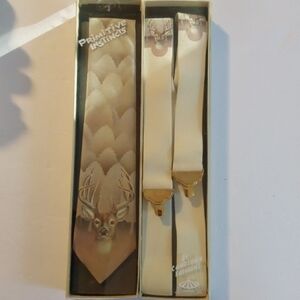Primitive Instincts Deer Necktie and Suspenders Set Camptown Fashions Mens